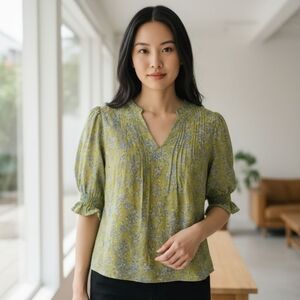 Sam Edelman Olive Floral Blouse, Size L